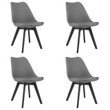 Cumpara ieftin Set 4 scaune bucatarie/living, Artool, Mark, PP grafit, picioare negre, 49x55.5x82.5 cm