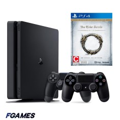 Consola Sony Playstation 4 Slim Ps4 500gb + Doua Controllere + The Elder Scrolls Online PlayStation 4, Second-Hand