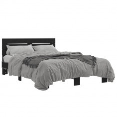 vidaXL Cadru de pat, negru, 140x200 cm, lemn prelucrat și metal