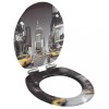 Capac WC vidaXL MDF, &Icirc;nchidere Silențioasă, Design New York, Balamale Ajustabile 12-20cm, Universal