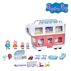 Set Rulota Peppa Pig, Hasbro, Multicolor, Jucărie Copii, 4 Figurine, 2 Biciclete, 2 Scaune, 3+ Ani, Funcționează cu Baterii