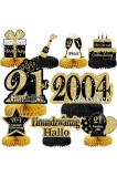 Decor de masă pentru băiatul de 21 de ani, 9 piese, negru și auriu