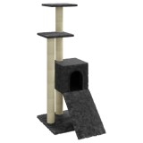 Cumpara ieftin Ansamblu pisici cu stalpi din funie de sisal, gri inchis, 92 cm