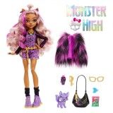 Păpușă Mattel Monster High Clawdeen, Salopetă Animal Print, Multicolor, Accesorii Incluse