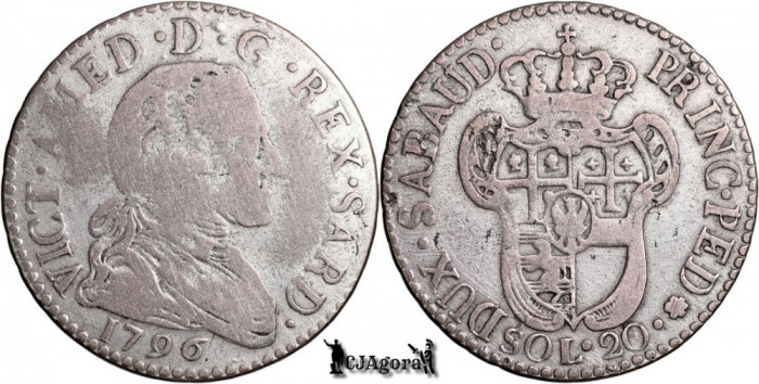 1796, 20 Soldi - Victor Amadeus al III-lea - Ducatul de Savoia