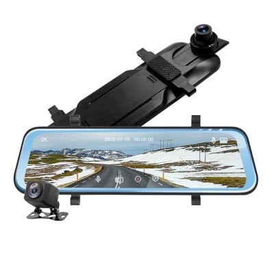 Camera Auto Tip Oglinda Techstar&amp;reg; C10, Dubla, Inregistrare 1296P, Ecran LCD, 10 inch, Night Vision, Camera Marsarier foto
