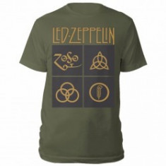 Tricou Unisex Led Zeppelin: Gold Symbols &amp;amp; Black Squares foto