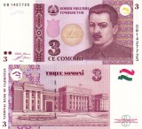 Tadjikistan 3 Somoni 2010 UNC Bancnota, Asia, Colectie Numismatica