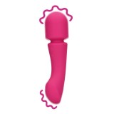 Aparat de masaj LOVELINE Ultra Soft Silicone Double-Sided Wand Vibrator, pentru corp și zone intime, 20 funcții de vibrație, roz