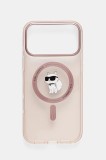 Karl Lagerfeld husă pentru telefon iPhone 17 Pro Max culoarea roz, KLHMP17XHFCCNOP