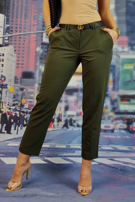 CL819RR-14 Pantaloni khaki pana la glezne cu buzunare laterale