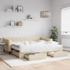 Gossi pat de zi cu extensie si sertare, crem, 90x200 cm, textil