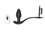 Vibrator Anal cu Inele de Penis, Remote Control, Aplicatie Mobila, Conectivitate Bluetooth, Silicon, USB, Negru, 10 cm, Guilty Toys