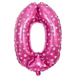 Balon din Folie Metalizata Cyrax, Figurina Cifra, Imprimeu Inimi, Tema Aniversare 80 cm, Ambalaj Individual, Pai inclus, Umflare cu Aer sau Heliu, Roz
