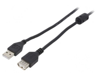Cablu USB 2.0 A-A Aurit 4.5m Negru foto