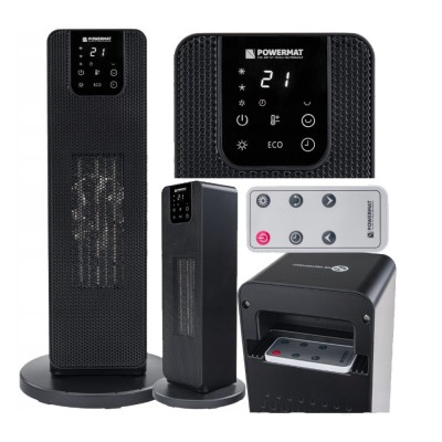 Incalzitor cu termostat, radiator tip turn, ventilator, 2000 W, Powermat foto