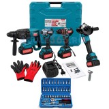 Set scule cu acumulator Campion PRO Professional, Polizor unghiular, Ciocan rotopercutor, Cheie impact, Bormasina, 2 acumulatori, 48V, 8Ah + Cadou Tru