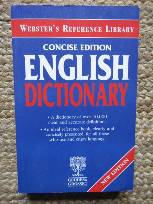 ENGLISH DICTIONARY - CONCISE EDITION , WEBSTER &#039;S REFERENCE LIBRARY