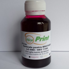 Cerneala ROSIE pentru cartuse Brother LC980 LC985 LC1100 MAGENTA - 100 ml