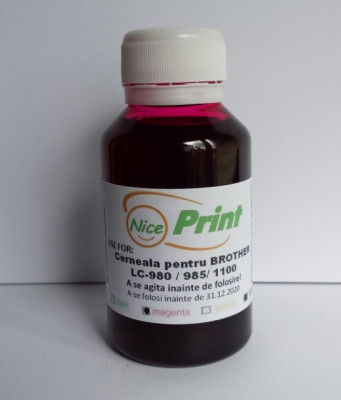 Cerneala ROSIE pentru cartuse Brother LC980 LC985 LC1100 MAGENTA - 100 ml foto