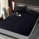 Cumpara ieftin Husa de pat cu elastic damasc satinat,neagra,160x200cm-D112