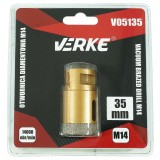 Carota diamantata pentru piatra, gresie si beton 35mm M14 V05135 Verke