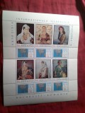 Bloc Romania 1971 Balcanfila III - 6 valori Pictura si 6 vignete