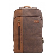Ghiozdan DACO, Dimensiuni 43.5x29x13.5 cm, Compartiment pentru Laptop, Material Panza/Piele Naturala, Culoare Maro, Ghiozdane Scolare, Ghiozdan Calato foto
