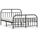 Cumpara ieftin Cadru pat metalic cu tablie de cap/picioare, negru, 140x200 cm