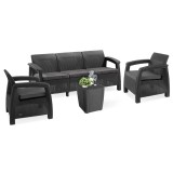 Set mobilier gradina Curver Corfu Love Duo cu masa Luzon plastic rezistent grafit
