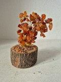 # Copac decorativ din s&acirc;rmă aurie și pietre semiprețioase de Carneol, bază din lemn natural