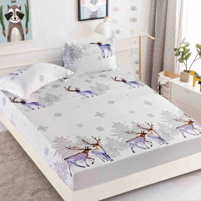 Husa de pat cu elastic Craciun cu reni 180x200cm D054 foto