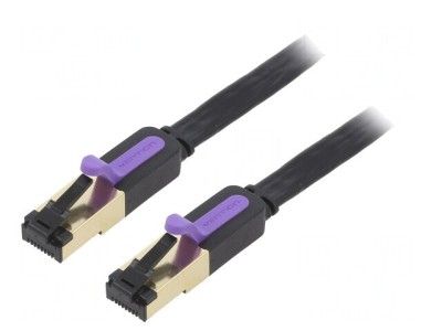 Patch cord U/FTP negru 1m aurit foto