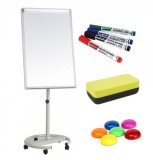 Flipchart magnetic mobil 70x100 cm cu brate laterale +Plus Office + markere, burete, magneti