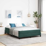 VidaXL Pat boxspring cu saltea Verde &icirc;nchis 160 x 200 cm Catifea