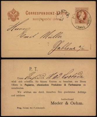 Austria - Old Postcard Postal stationery Prague to Gablonz DB.292 foto