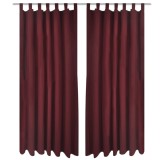 Cumpara ieftin Draperii micro-satin cu bride, 140 x 175 cm, bordo, 2 buc.