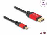 Cablu USB type C la Displayport (DP Alt Mode) 8K30Hz/4K144Hz T-T HDR 3m, Delock 80094