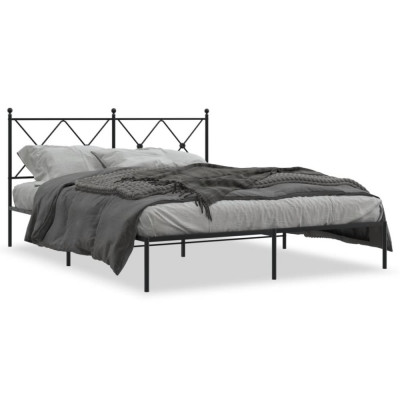 Cadru de pat metalic cu tablie, negru, 150x200 cm GartenMobel Dekor foto