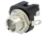 Conector Jack 6,3mm mamă mono, 2 piste, drept, pentru montare pe panou