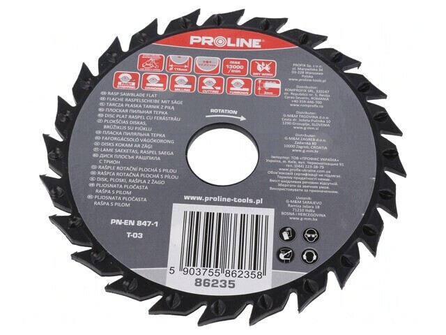 Cutting Wheel 115mm with Rasp 22.23mm Hole