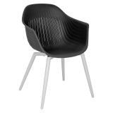 Scaun de grădină Ballena din plastic cu picioare metalice, negru
