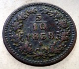 F.122 AUSTRIA 5/10 KREUZER 1858 B, Europa, Cupru (arama)