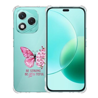 Husa antisoc pentru honor 400 lite - airbag tpu, col&amp;Egrave;uri ranforsate- butterfly roz foto