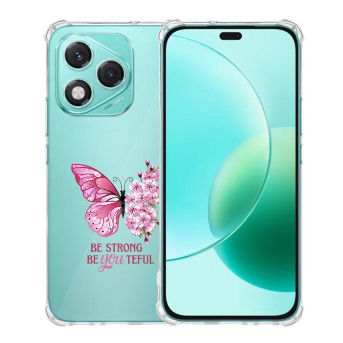 Husa antisoc pentru honor 400 lite - airbag tpu, col&Egrave;uri ranforsate- butterfly roz
