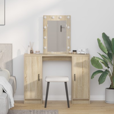 vidaXL Masă de Machiaj cu ușă Maro 102 x 33 x 135 cm Lemn compozit 865183 foto