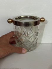 FRAPIERA CRISTAL + Metal Argintat - 13 cm Inaltime - Deosebita - Vintage !
