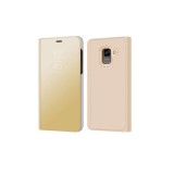 Cumpara ieftin Husa Flip Book Clear View Samsung A8 2018 a530 Gold