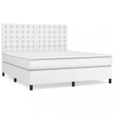 Cumpara ieftin Pat box spring cu saltea, alb, 180x200 cm, piele ecologica
