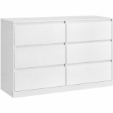 Comoda VASAGLE alba cu 6 sertare, design minimalist, 119,4x40x75 cm